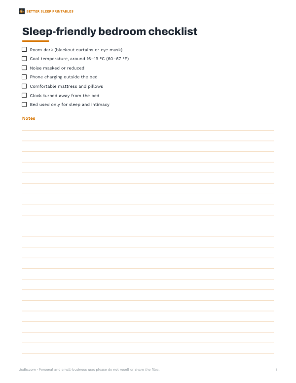 Preview of Printable Bedroom Checklist