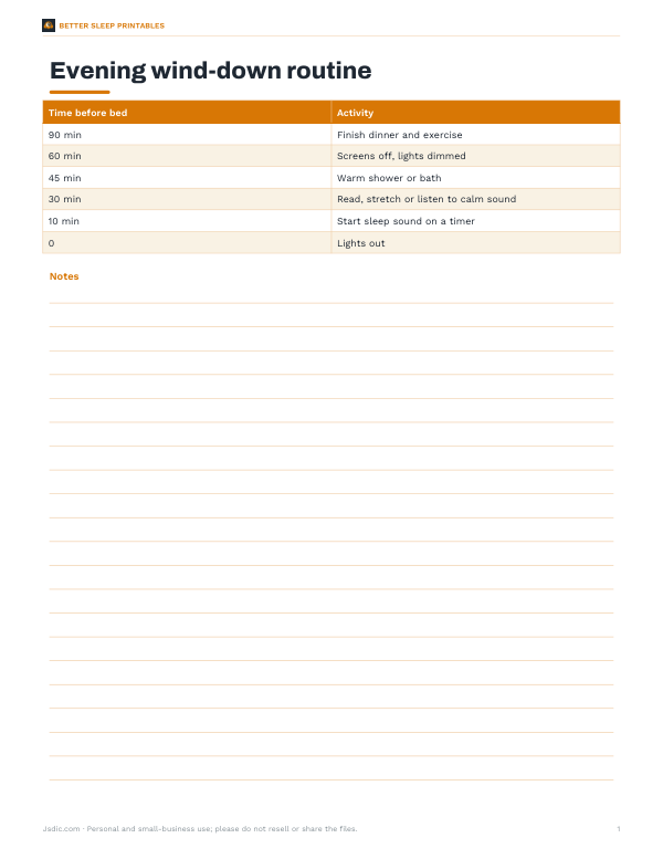 Preview of Printable Wind-Down Planner